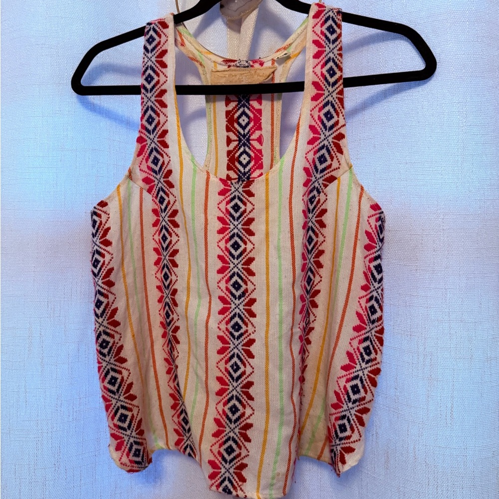 Free People Colorful Cut Out Sleeveless Tank Top